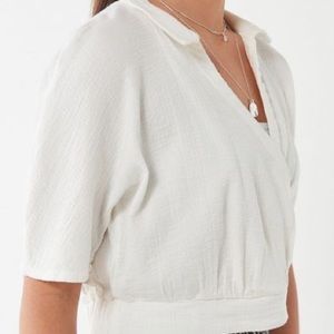 Urban Outfitters UO Surplice Cropped Top White